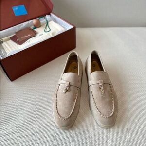 Loro Piana Taupe Women's Loafers